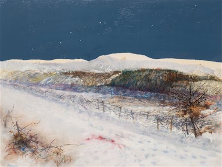 Renzo Vespignani (Roma 1924-2001)  - Paesaggio con neve, 1982