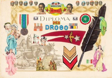 Enrico Baj (Milano 1924-Vergiate 2003)  - Illustrazione per il deserto dei tartari (diploma per Drogo), 1973