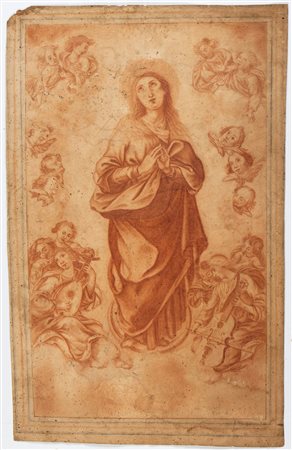 Immacolata Concezione Anonimo artista del XVII secolo Sanguigna su carta...