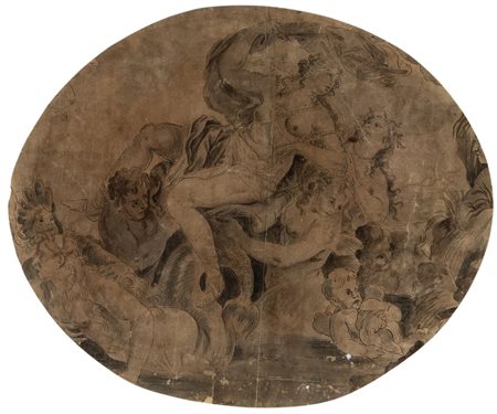 Scena mitologica Scuola Italiana del XVII secolo Penna, inchiostro bruno su...