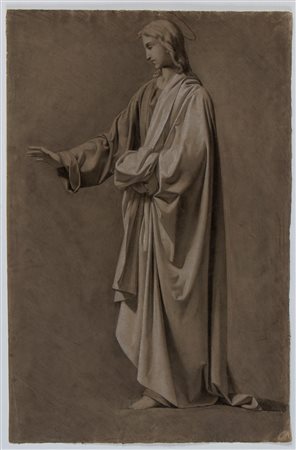 Studio per figura di Gesù Artista neoclassico della scuola romana Matita e...