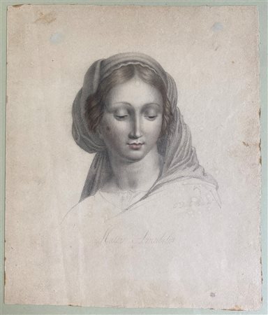 CARLO DELLA PORTA (1809 - 1890) Studio per volto di Madonna Matita e...