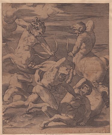 Jacopo Caraglio (1500 ca. - 1565) Ercole combatte i centauri Bulino, 216 x...