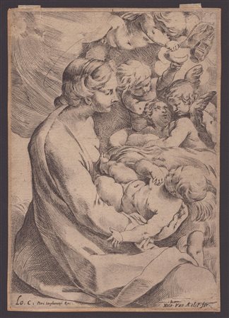 Ludovico Carracci (Bologna, 1555 - Bologna , 1619) Madonna con Bambino e gli...