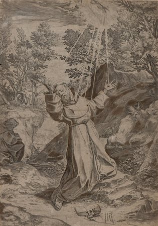 Agostino Carracci (1557 - 1602) San Francesco riceve le stimmate da Ludovico...