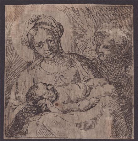 Annibale Carracci (copia da) (Bologna, 1560 - Roma , 1609) Madonna col...