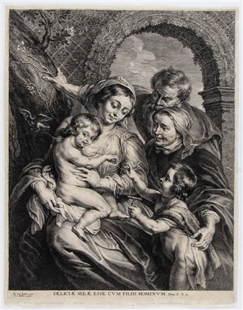 Schelte Adamsz. Bolswert (ca. 1586 - 1659) La Sacra Famiglia con il...