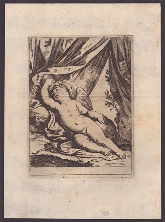 Lorenzo Loli (1612 - 1691) Cupido dormiente Acquaforte, 184 x 137 mm...