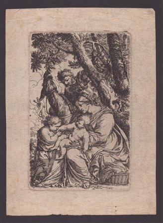 Jonas Umbach (c. 1624 - 1700) La Sacra Famiglia con San Giovanni e un...