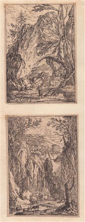 Jonas Umbach (c. 1624 - 1700) Paesaggio con cacciatore Paesaggio con tre...