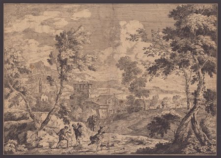 Marco Ricci (1676, Belluno - Venezia, 1729) Paesaggio con scena...