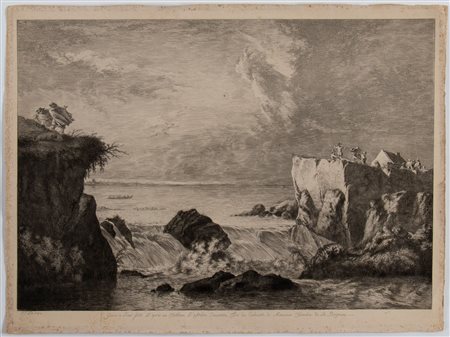 Jean Jacques de Boissieu (1736 - 1810) Paesaggio con rottura di una diga...