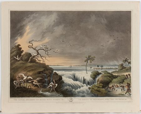 Henri Merke (1799 - 1820 fl.) The Ganges breaking its banks, with fishing &c...