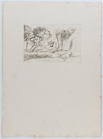 Jean-Baptiste Camille Corot (1796-1875) Souvenir de Toscane Acqauforte, 123 x...