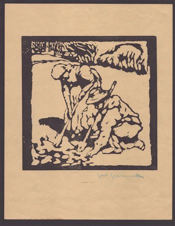 Giovanni Giacometti (1868 - 1933) Lavoro sul campo 1911 Xilografia, 200 x 200...