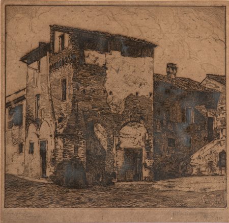 Pier Luigi Bartolucci-Alfieri (1892 - 1933) Casette vecchie in Trastevere...