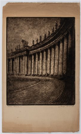 Teodoro Brenson (Riga, 1893 - 1959) Colonnato di San Pietro - Roma 1920...