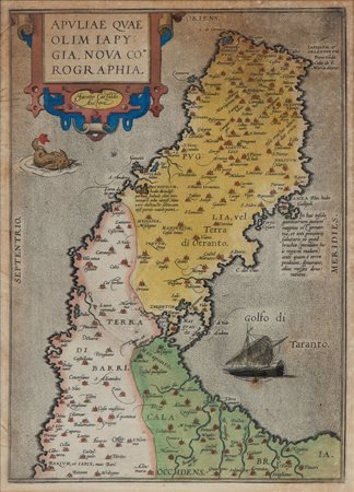 Abraham Ortelius (1527 - 1598) Apuliae Quae Olim Iapygia, Nova Corographia....