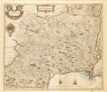 Johannes Janssonius (1588 - 1664) Languedoc bulino e acquaforte, 49 x 56 cm,...