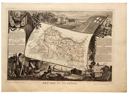 Dept. Des Bes. Du Rhone 1851 Litografia, 353 x 523 mm (foglio). Mappa del...