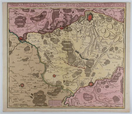 Peter Schenk (1660 - 1713) Territoire de Mons dans la Comté du Hainaut, ou...