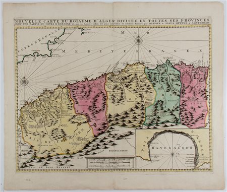 Reinier Ottens (1698 - 1750) Nouvelle carte du roiaume d'Alger divisée en...