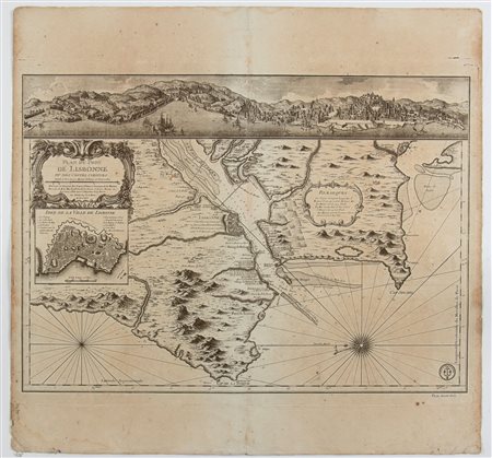 Jacques-Nicolas Bellin (1703 - 1772) Plan du Port de Lisbonne et des Costes...