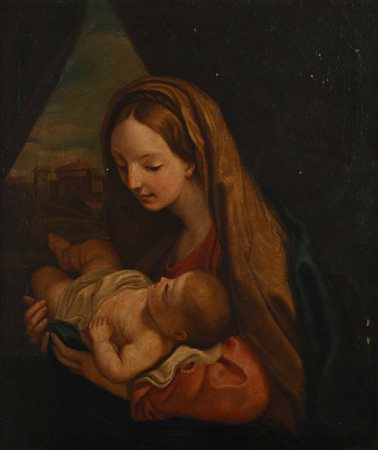 Carlo Maratti ( bottega ) Camerano 1625-Roma 1713 Madonna con bambino olio su...