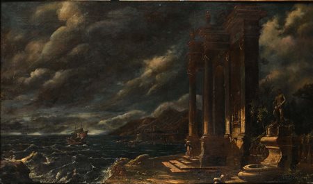 Bartolomeo Pedon (attribuito a) Venezia 1655-Venezia 1755 Tempesta marina con...