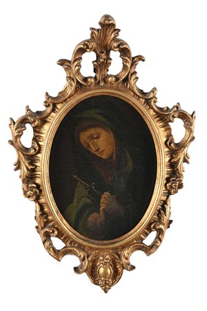 Scuola Romana del XVIII secolo Madonna cm 24x18 - con cornice cm 42x31