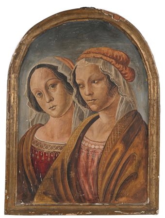 Pittore del XIX secolo Visitazione da Domenico Ghirlandaio olio su tavola cm...