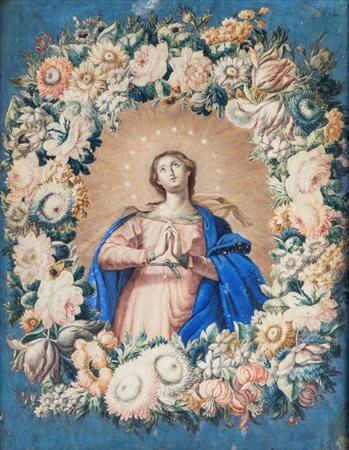 Scuola romana della fine del XVIII secolo Immacolata Concezione Tempera su...