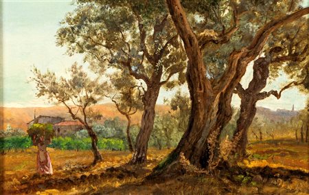 Giuseppe Haimann Milano 1828-Alessandria d'Egitto 1883 Contadina E Alberi...