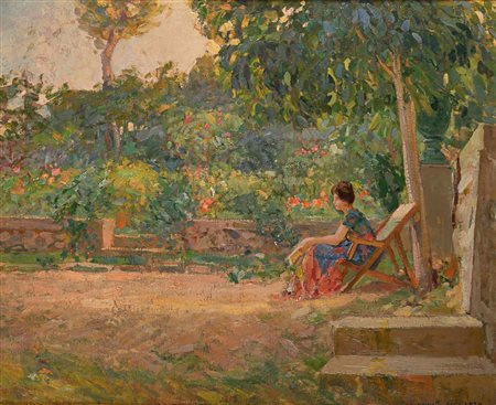 Ulisse Caputo Salerno 1872-Parigi 1948 La lettura in giardino Firmato in...