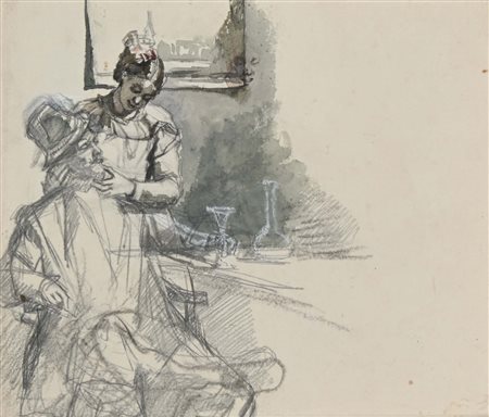 Scipione Vannutelli Genazzano 1834-Roma 1894 Scena in costume Il disegno è...