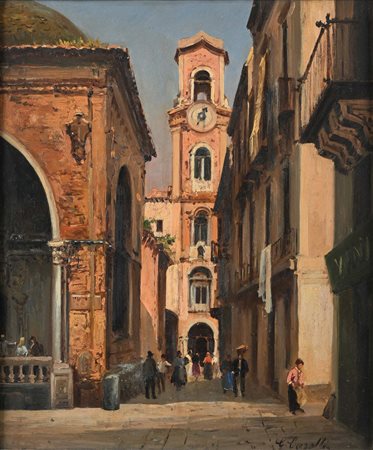 Giuseppe Carelli 1858-1921 Sorrento - Il campanile dell'Arcivescovado Firmato...