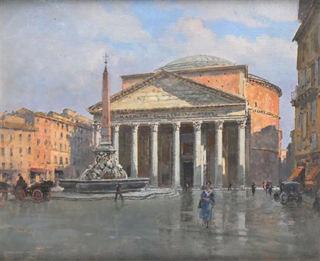 Filippo Anivitti Roma 1876-Roma 1955 Il Pantheon Firmato in basso a destra "F...