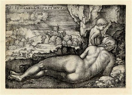 Hans Sebald Beham, La penitenza di San Giovanni Crisostomo. 1540 ca. Bulino....