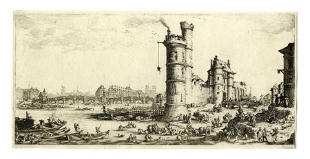 Jacques Callot, Vue du Pont-Neuf. 1630 [tiratura fine XVIII secolo]....