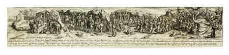 Jan Theodor De Bry, Eleazar e Rebecca. 1600 ca. Bulino. mm 70x370. wurzbach,...