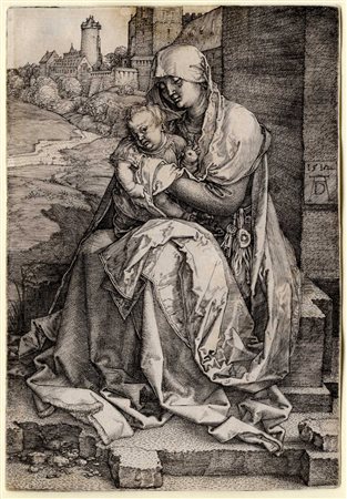 Albrecht Dürer, La Madonna col Bambino presso le mura. 1514. Bulino. mm...