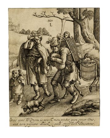 Hendrick Hondius I, I mendicanti (il gufo). Hendrik Hondius excudit, 1644....