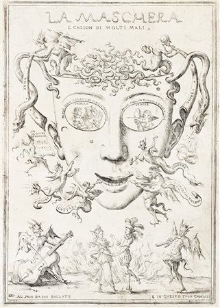 Giuseppe Maria Mitelli, La maschera è cagion di molti mali. 1688. Acquaforte....