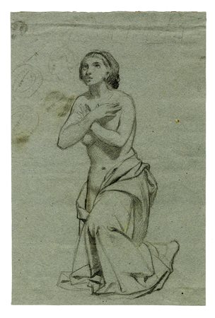 Anonimo della fine del XVIII secolo, Studio per figura femminile genuflessa....