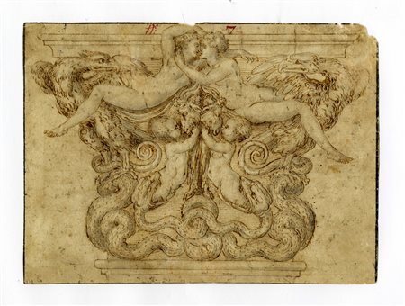 Francesco Salviati [attribuito a], Progetto decorativo per capitello. 1544...