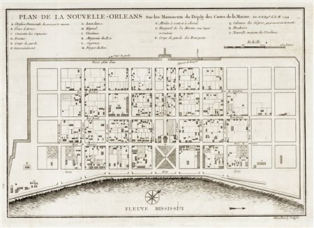 Jacques Nicolas Bellin Guillaume Dheulland, Plan de la Nouvelle-Orleans. Sur...