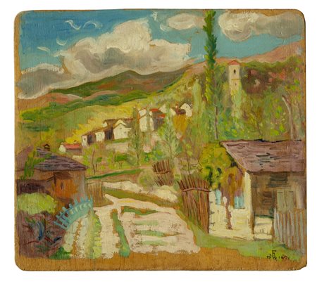 Raoul Dal Molin Ferenzona, Campagna toscana. 1931. Olio su tavoletta. cm...