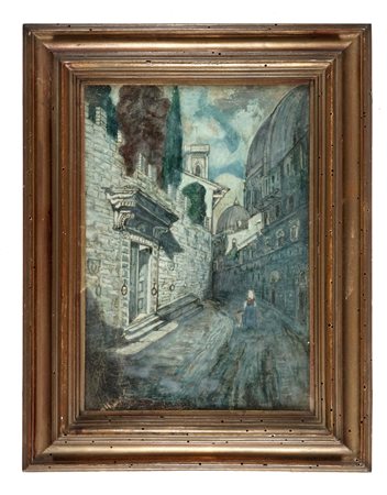 Raoul Dal Molin Ferenzona, Strada fiorentina. Olio su cartone. cm 31x22....