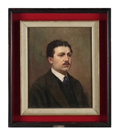 Egisto Ferroni, Ritratto maschile. 1872. Olio su tela. cm 28,5x31. Firmato in...