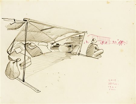 Ugo Lucerni, Lotto composto di 13 disegni. 1940. Raccolta di 13 matite e...